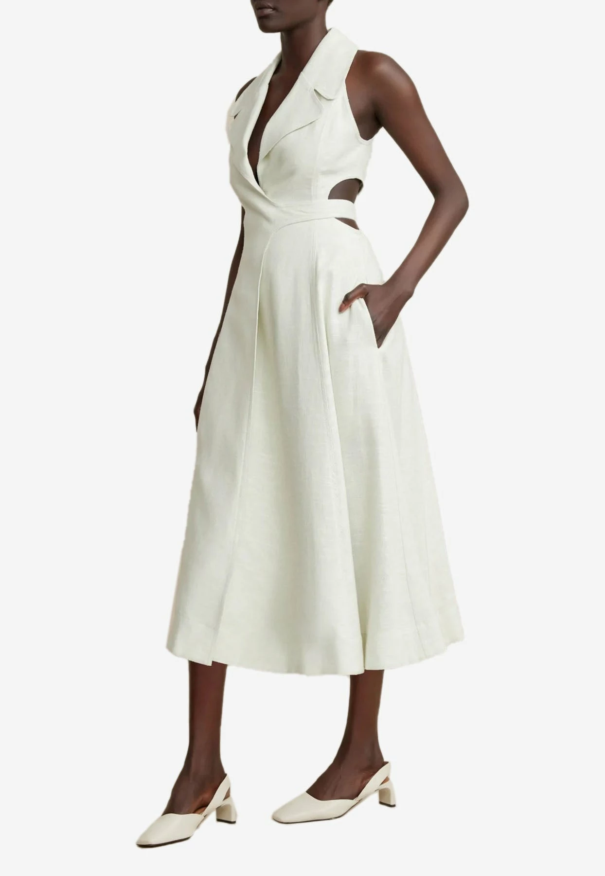 Acler Abbots Tailored Midi Dress With Cut-outs White 2 Acler Abbots Tailored Midi Dress With Cut-outs White - Image 2