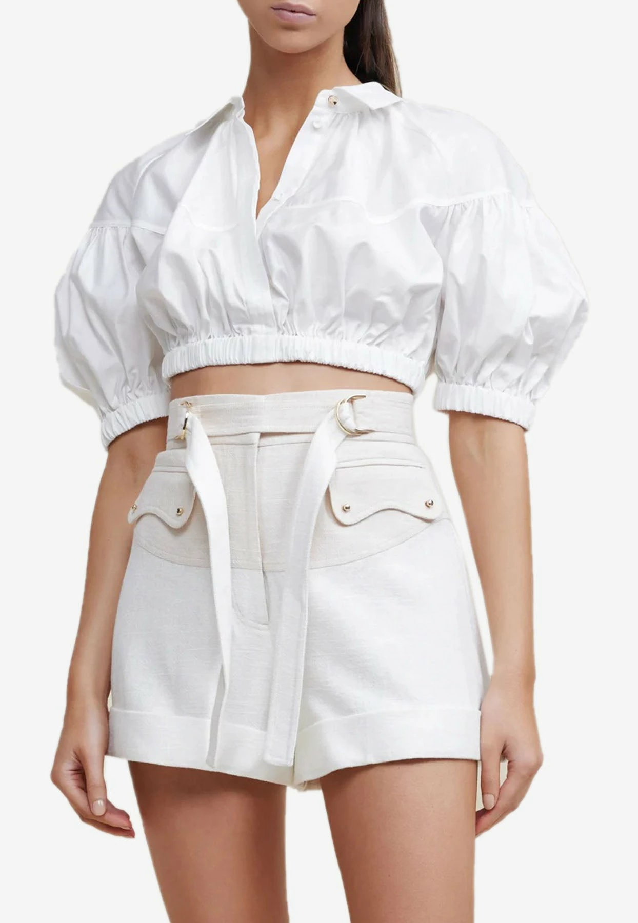 Acler Abbots High-Waist Shorts White 1 Acler Abbots High-Waist Shorts White