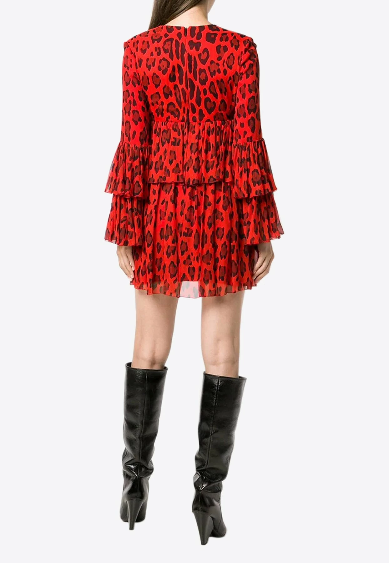Tom Ford Leopard Print Silk Mini Dress Red 2 Tom Ford Leopard Print Silk Mini Dress Red - Image 2