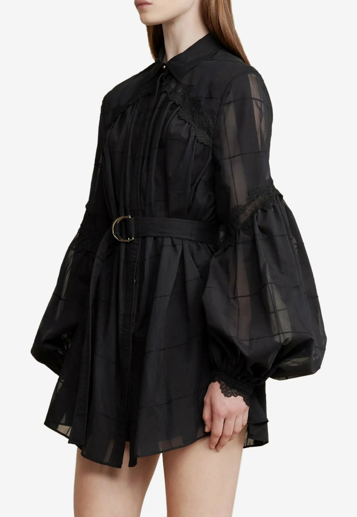 Acler Rusper Belted Mini Dress With Accentuated Sleeves Black 2 Acler Rusper Belted Mini Dress With Accentuated Sleeves Black - Image 2