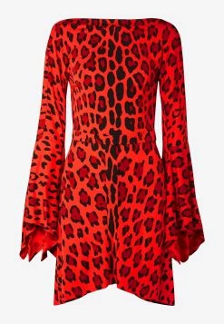 Tom Ford Leopard Print Asymmetric Mini Dress Red