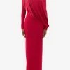 Tom Ford Off-Shoulder Draped Evening Gown Raspberry