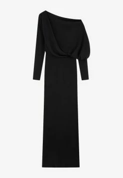 Tom Ford Off-Shoulder Draped Evening Gown Black