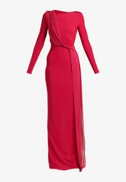 Tom Ford Twisted Drape Column Gown Raspberry