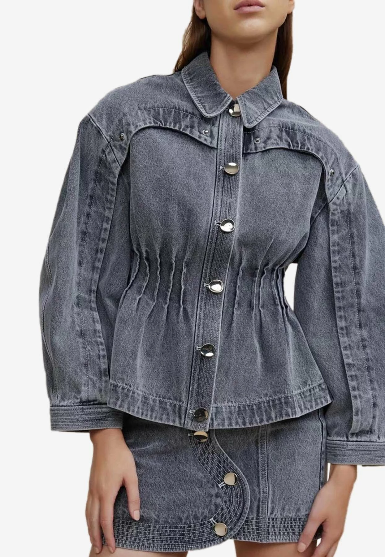 Acler Blake Denim Mini Skirts Gray 3 Acler Blake Denim Mini Skirts Gray - Image 3