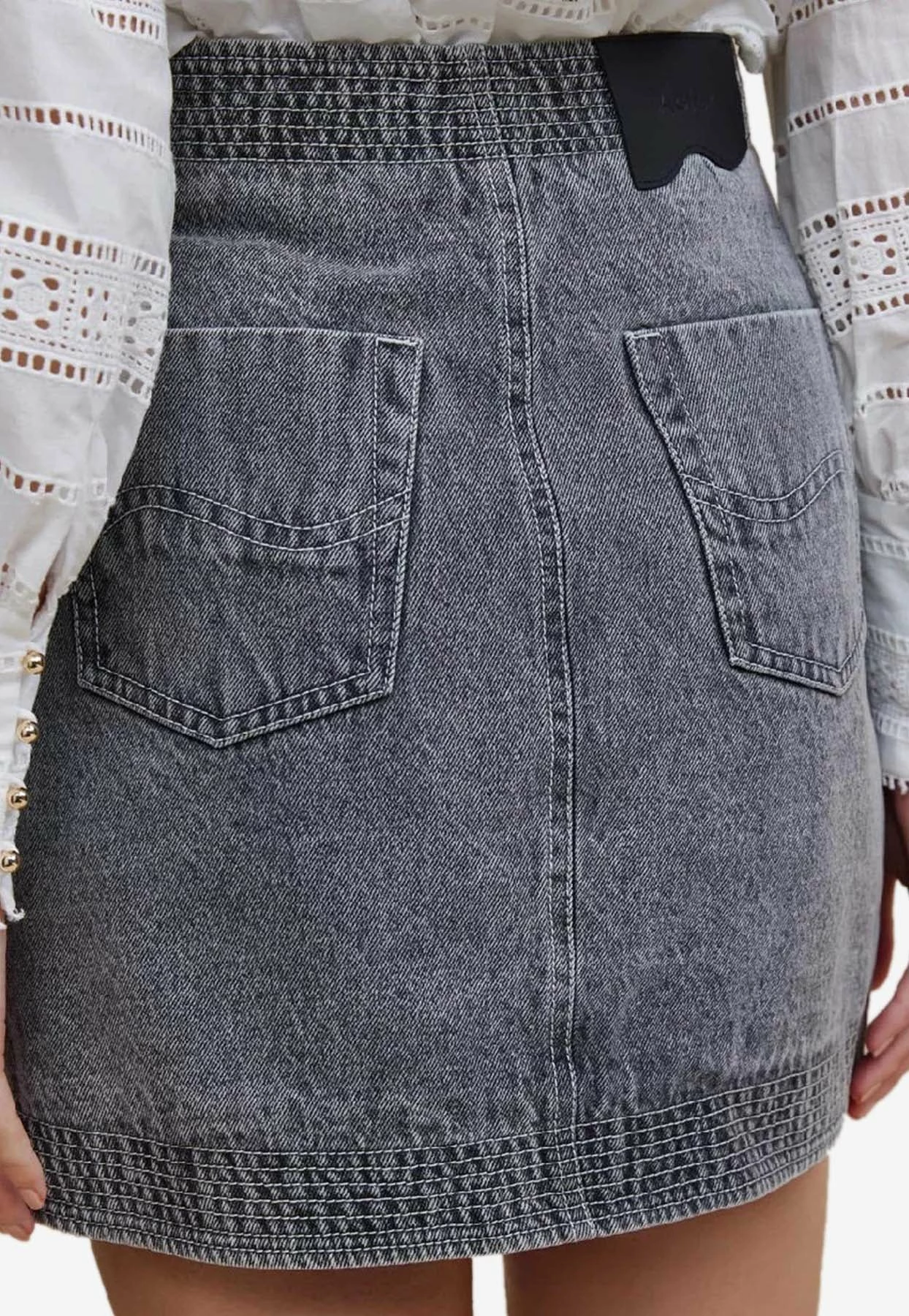 Acler Blake Denim Mini Skirts Gray 2 Acler Blake Denim Mini Skirts Gray - Image 2