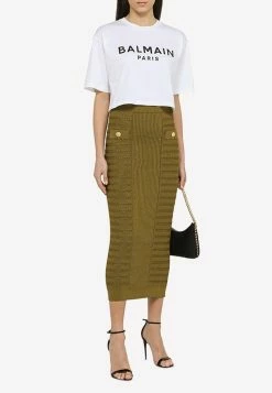 Balmain Knitted Midi Skirt Green 7 Balmain Knitted Midi Skirt Green -Evening Dresses Popular Store AF1LD022KE10 M BALMA 7CH.b
