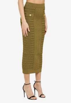 Balmain Knitted Midi Skirt Green 8 Balmain Knitted Midi Skirt Green -Evening Dresses Popular Store AF1LD022KE10 M BALMA 7CH.c