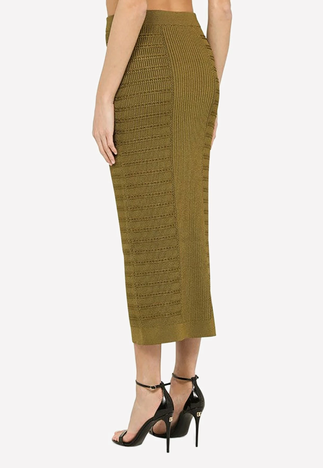 Balmain Knitted Midi Skirt Green 5 Balmain Knitted Midi Skirt Green - Image 5