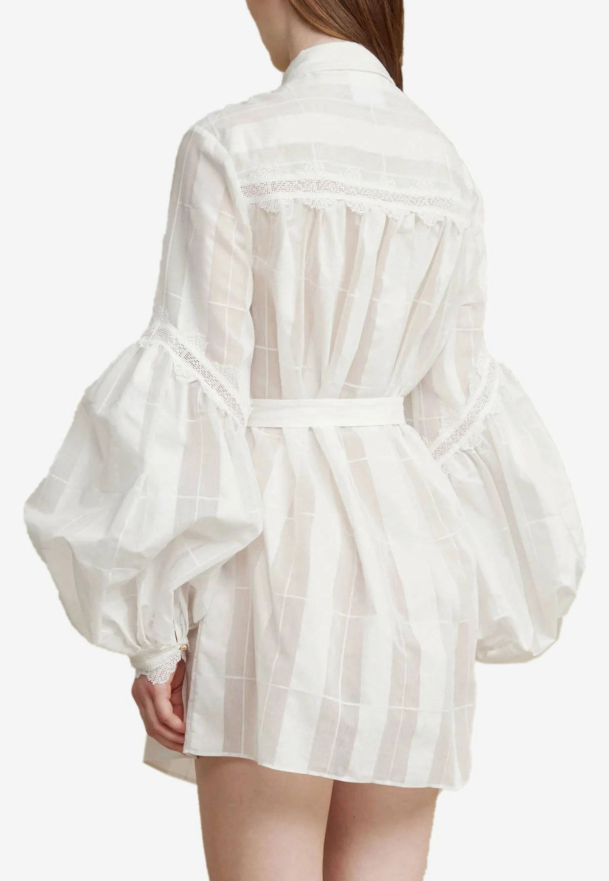 Acler Rusper Belted Mini Dress With Accentuated Sleeves Ivory 2 Acler Rusper Belted Mini Dress With Accentuated Sleeves Ivory - Image 2