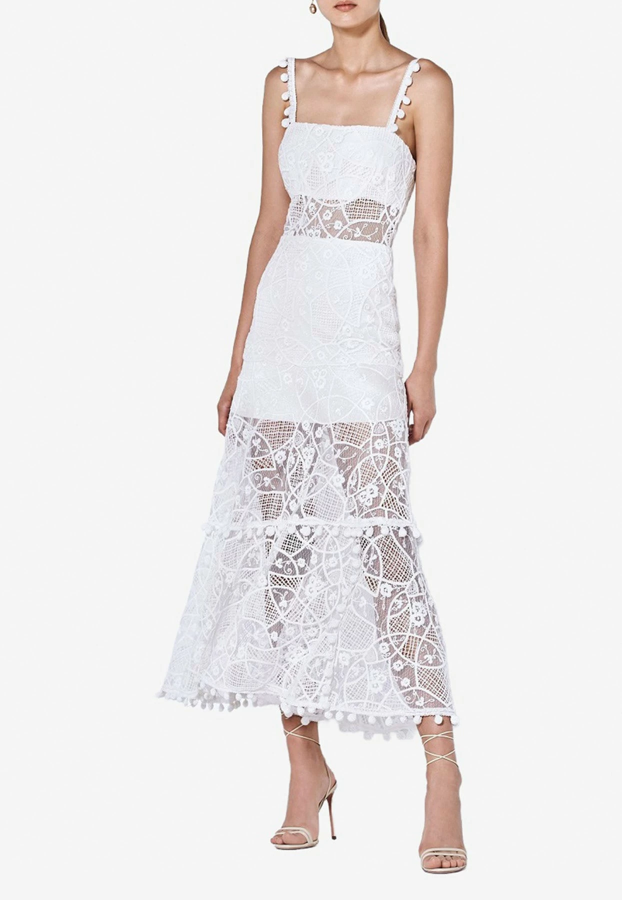 Alexis Lucila Laced Midi Dress White 1 Alexis Lucila Laced Midi Dress White
