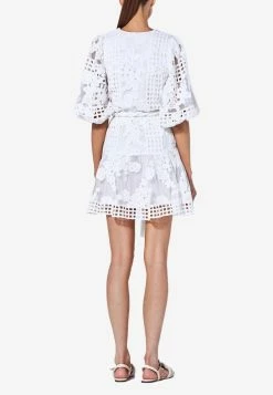 Alexis Zazario Macramé Lace Mini Dress White -Evening Dresses Popular Store AWZD 201