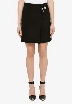 Givenchy Wool Wrap Mini Skirt Black