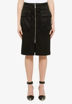 Givenchy Satin Zipped Knee-Length Skirt Black