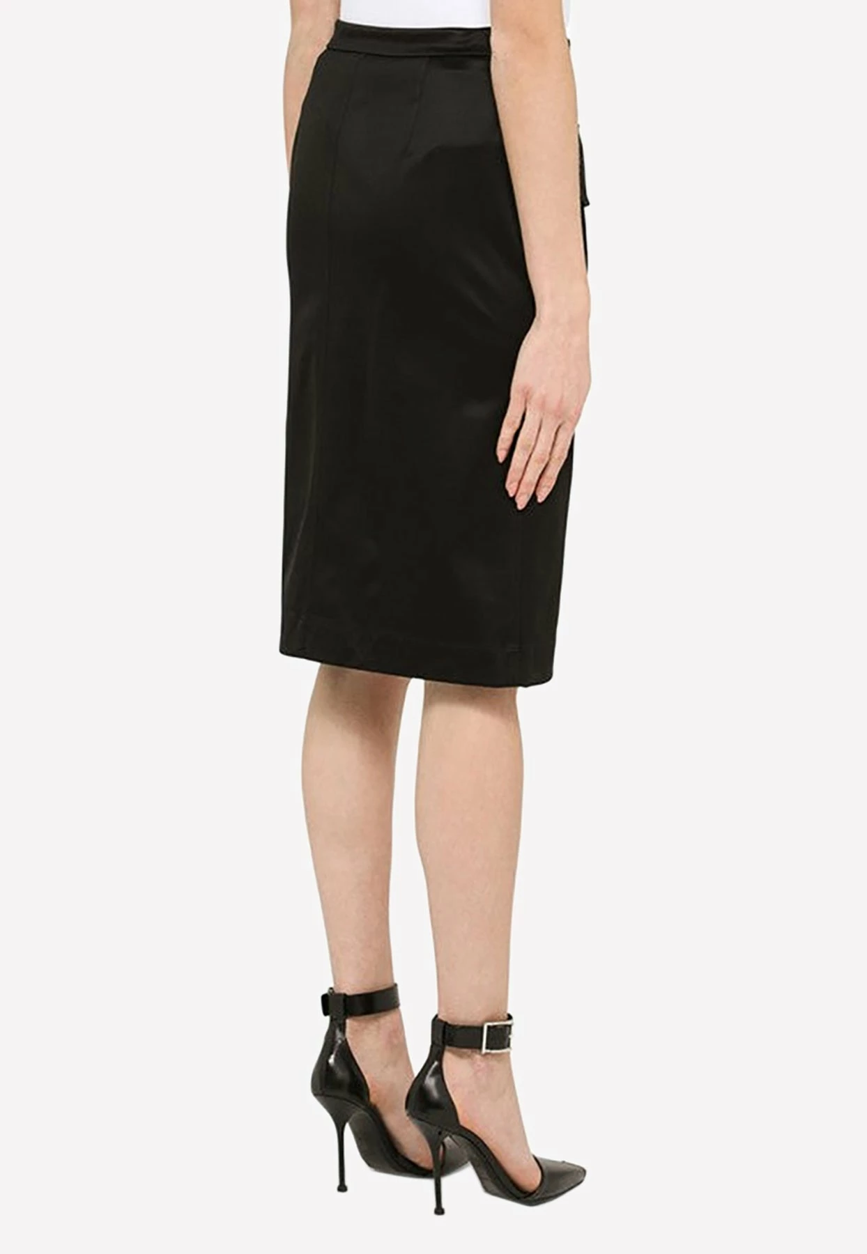 Givenchy Satin Zipped Knee-Length Skirt Black 2 Givenchy Satin Zipped Knee-Length Skirt Black - Image 2