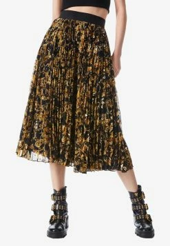 Alice + Olivia Katz Sunburst Pleated Midi Skirt Multicolor