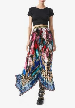 Alice + Olivia Katz Sunburst Pleated Maxi Skirt Multicolor