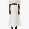 Chloé High-Waist Pleated Midi Skirt White