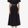 Chloé High-Waist Pleated Midi Skirt Navy