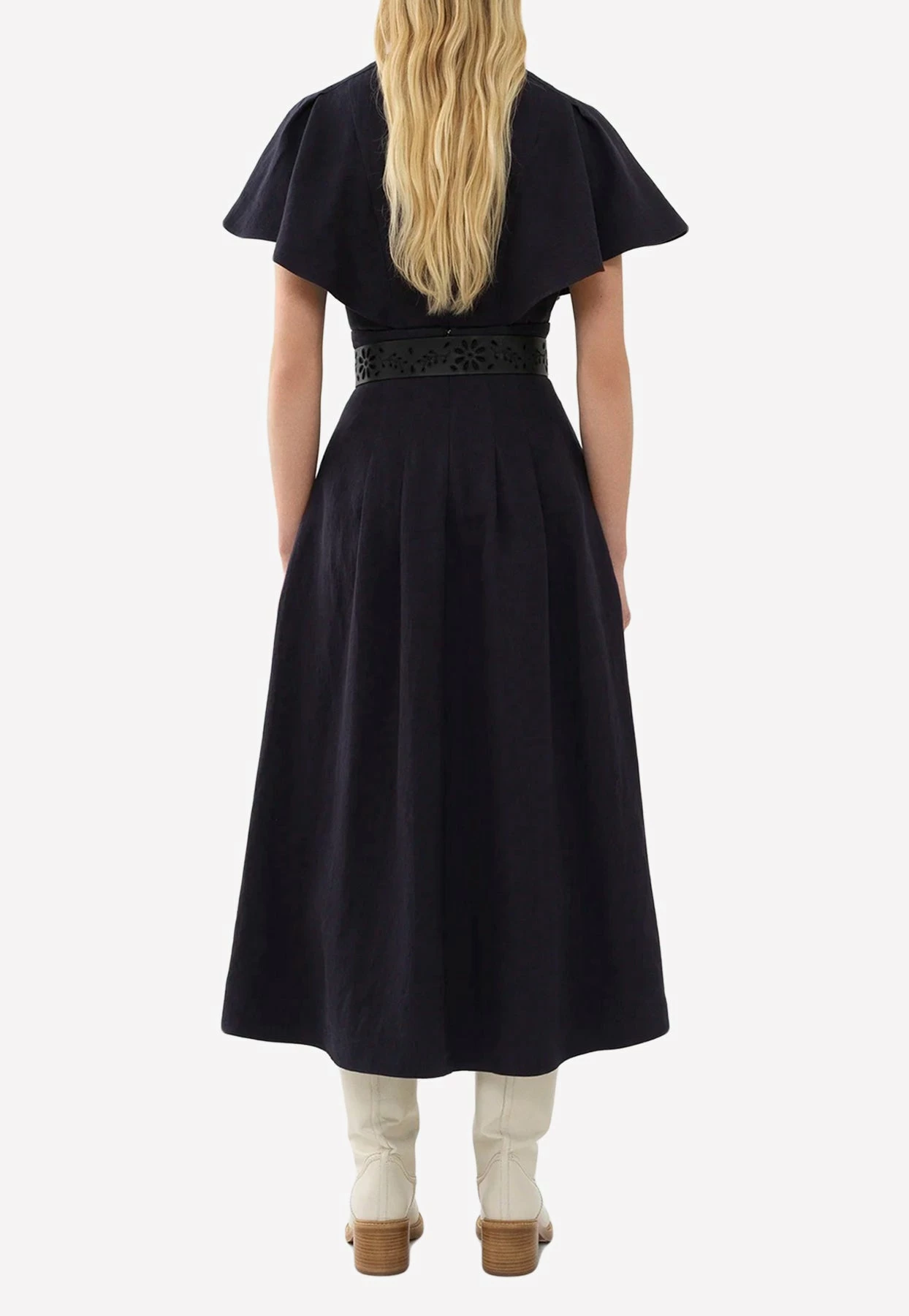 Chloé High-Waist Pleated Midi Skirt Navy 2 Chloé High-Waist Pleated Midi Skirt Navy - Image 2