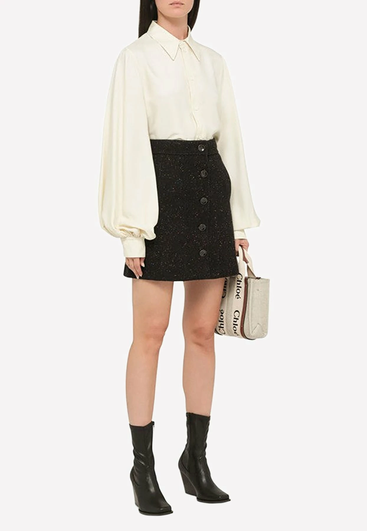 Chloé Wool Mini Skirt Blue 5 Chloé Wool Mini Skirt Blue - Image 5