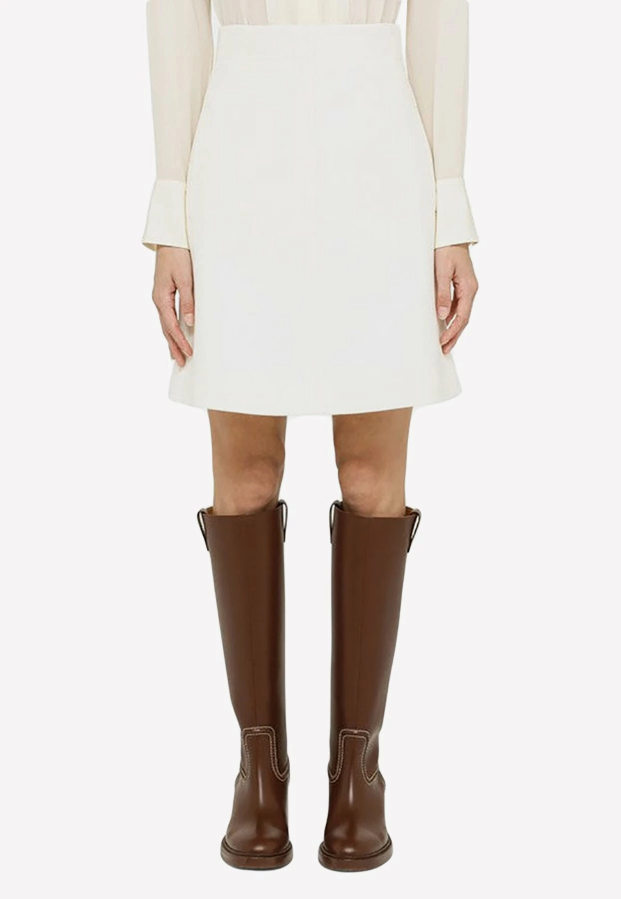 Chloé Wool A-Line Mini Skirt White 1 Chloé Wool A-Line Mini Skirt White