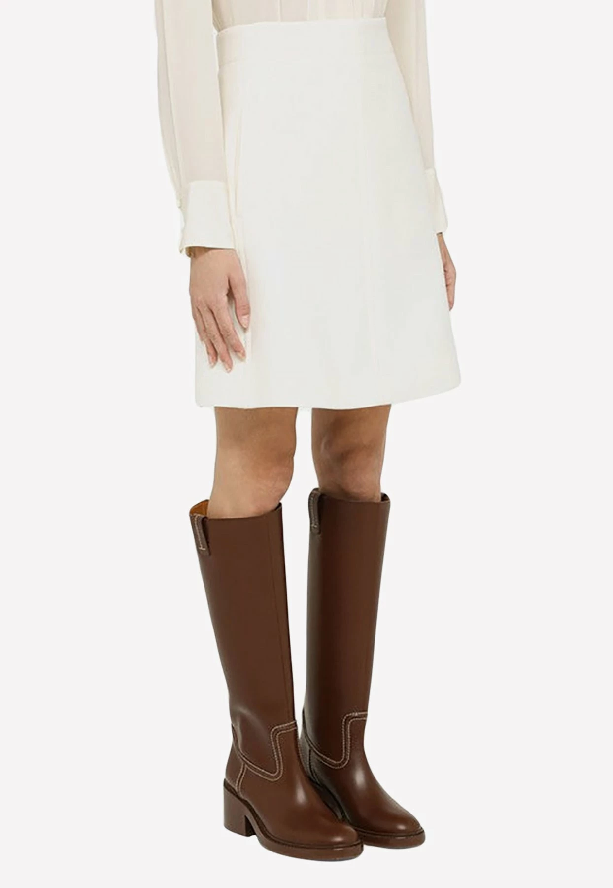 Chloé Wool A-Line Mini Skirt White 2 Chloé Wool A-Line Mini Skirt White - Image 2