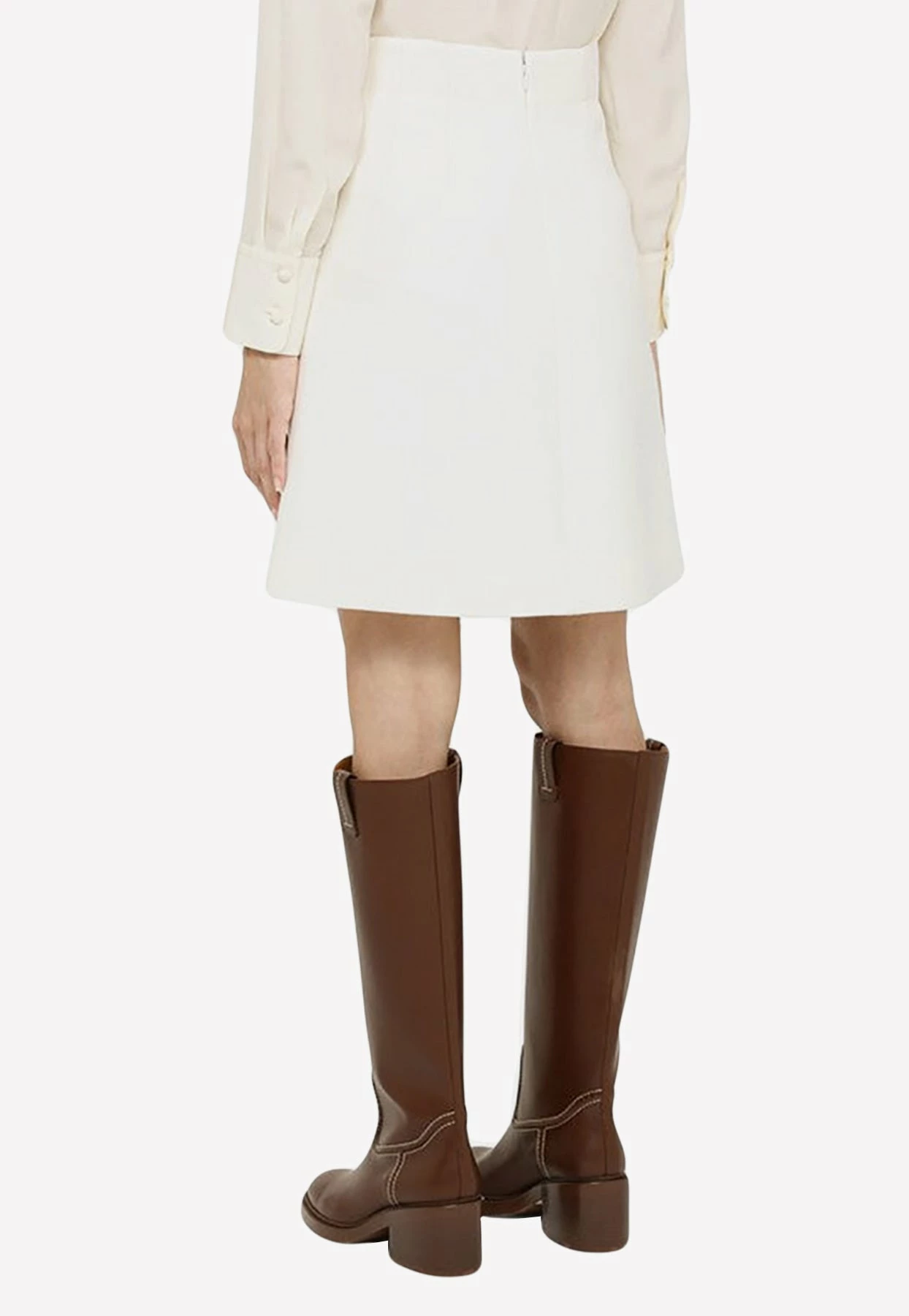 Chloé Wool A-Line Mini Skirt White 3 Chloé Wool A-Line Mini Skirt White - Image 3