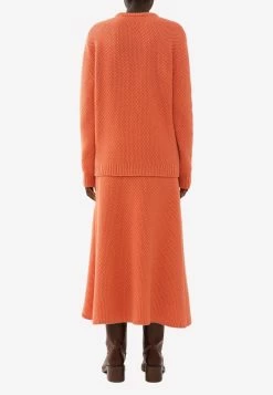 Chloé Knitted Cashmere Flared Maxi Skirt Orange 6 Chloé Knitted Cashmere Flared Maxi Skirt Orange -Evening Dresses Popular Store CHC22AMJ02550871 20PAPAYA 20ORANGE 201