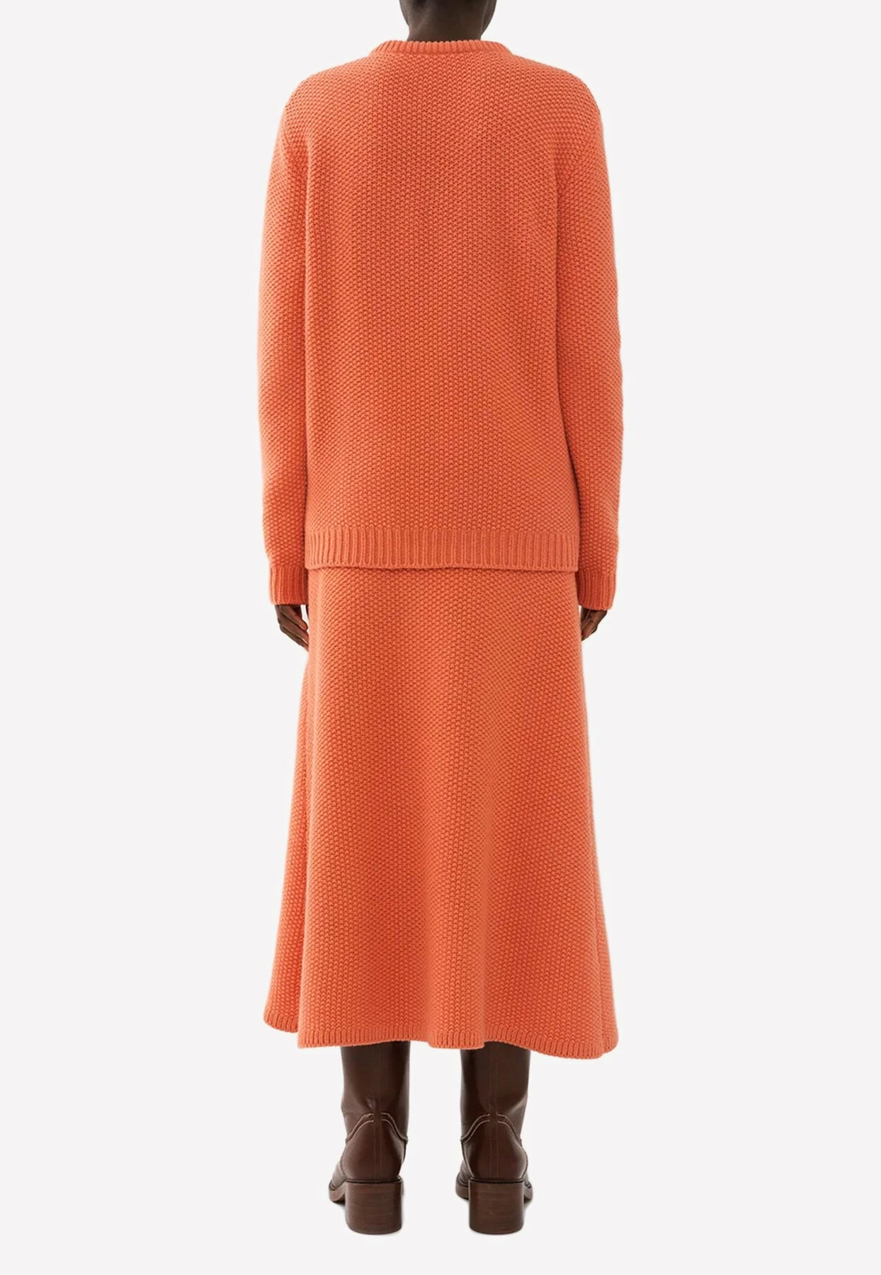 Chloé Knitted Cashmere Flared Maxi Skirt Orange 3 Chloé Knitted Cashmere Flared Maxi Skirt Orange - Image 3