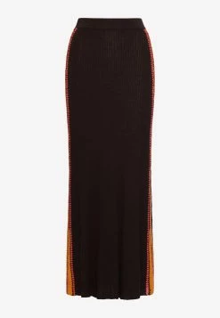 ChloƩ Ribbed Knit Midi Skirt In Wool Brown