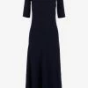 Chloé Off-Shoulder Rib Knit Maxi Dress Navy