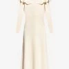 Chloé Ruffled Yoke Knitted Wool Midi Dress White