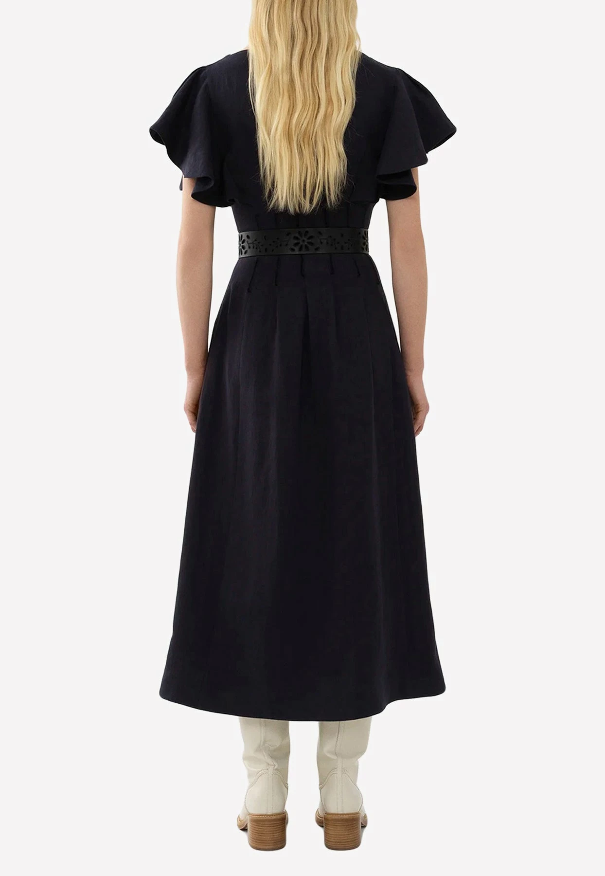 Chloé Wing-Sleeved Midi Dress Navy 2 Chloé Wing-Sleeved Midi Dress Navy - Image 2