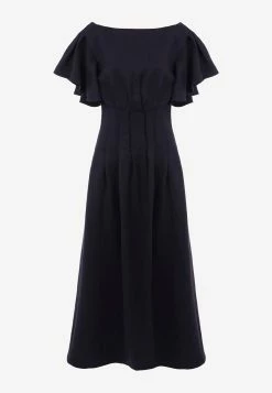 Chloé Wing-Sleeved Midi Dress Navy 5 Chloé Wing-Sleeved Midi Dress Navy -Evening Dresses Popular Store CHC22ARO230334C3 20INK 20NAVY 202