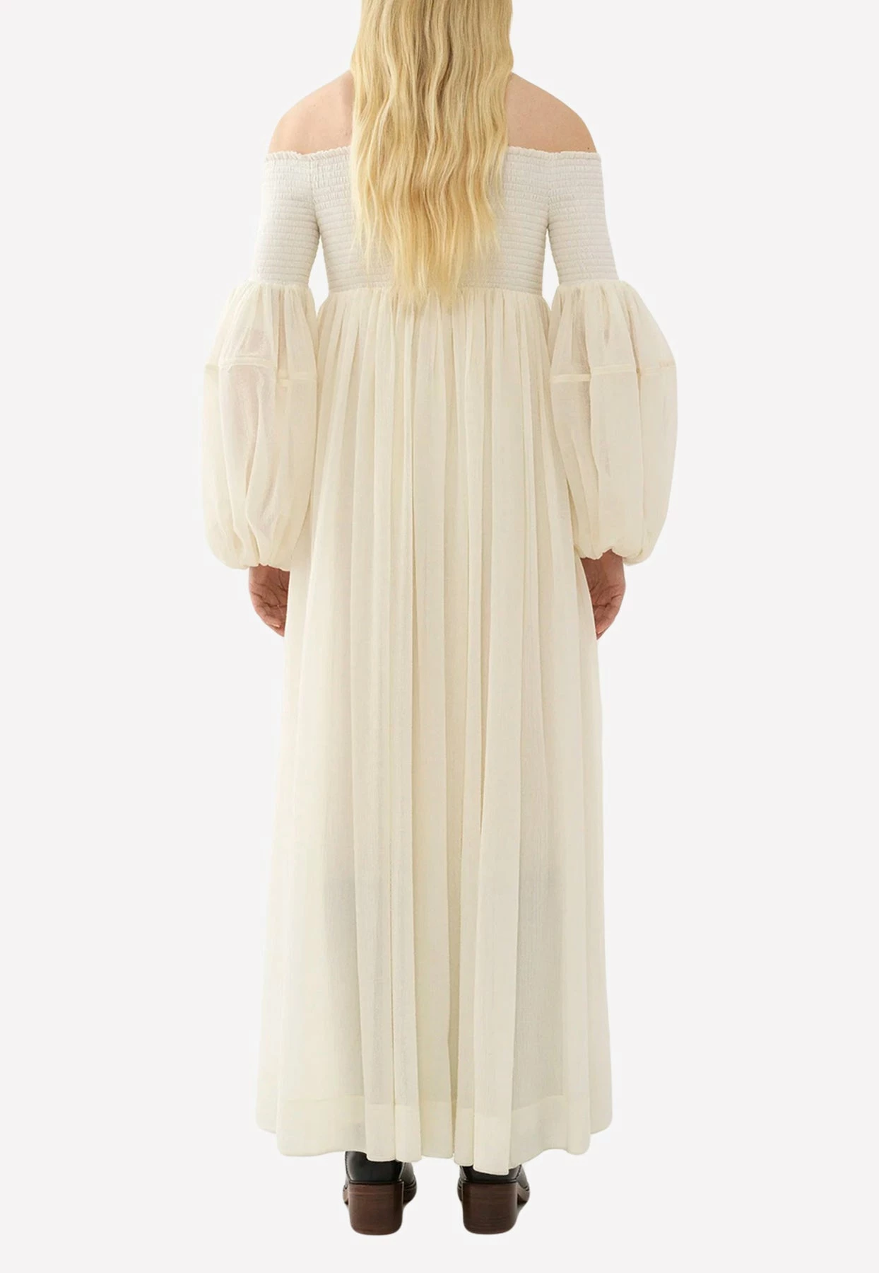Chloé Off-Shoulder Wool Maxi Dress Off-white 2 Chloé Off-Shoulder Wool Maxi Dress Off-white - Image 2