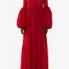 Chloé Off-Shoulder Wool Maxi Dress Red