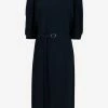 Chloé Belted Silk Midi Dress Navy