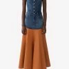 Chloé Sleeveless Flared Maxi Dress In Denim And Leather Blue