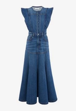 Chloé Flared Maxi Denim Dress Blue -Evening Dresses Popular Store CHC22SDR1415240X 20Dusky 20Blue 201