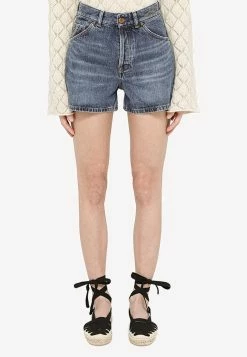Chloé Washed-Out Denim Shorts Blue