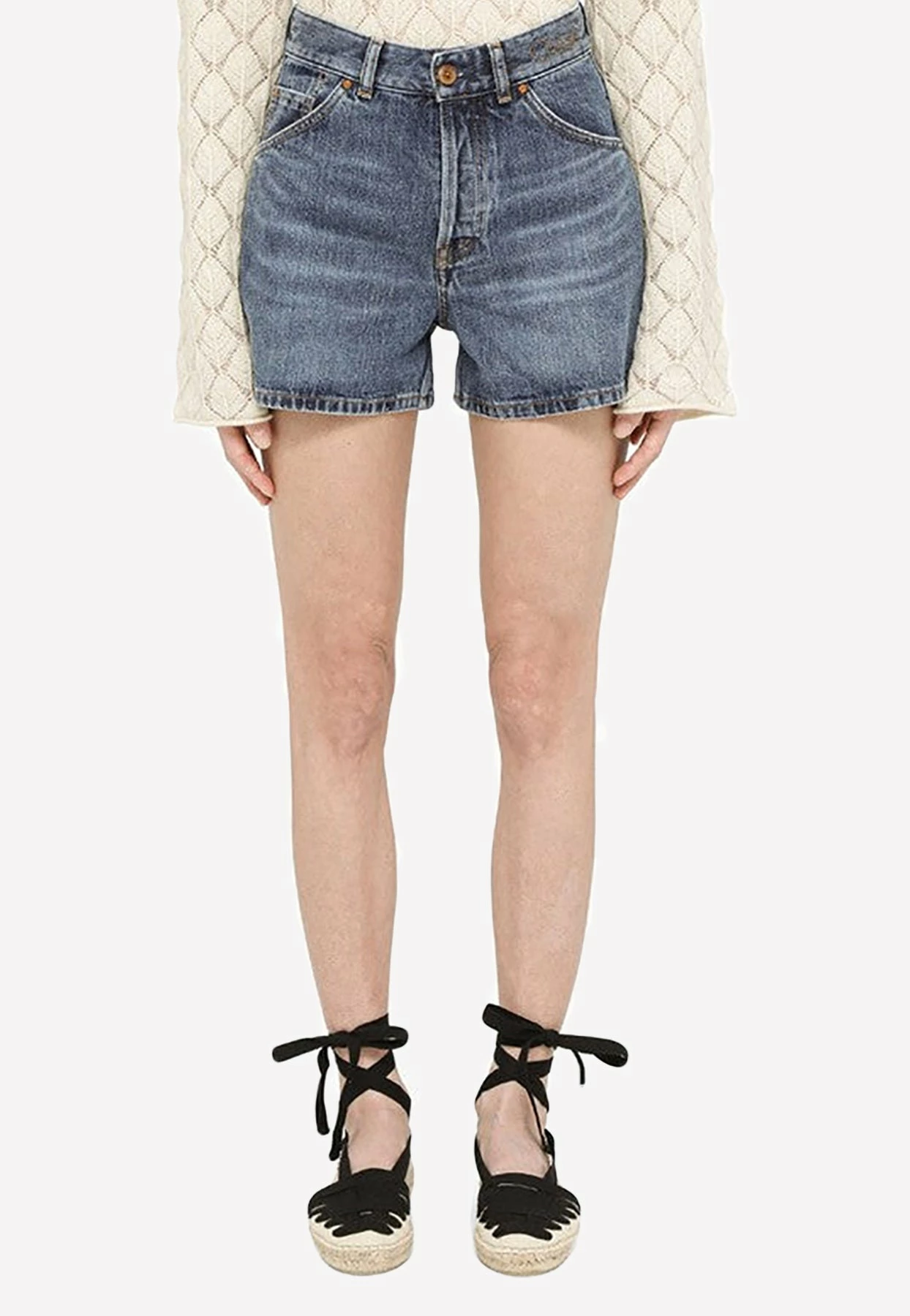Chloé Washed-Out Denim Shorts Blue 1 Chloé Washed-Out Denim Shorts Blue