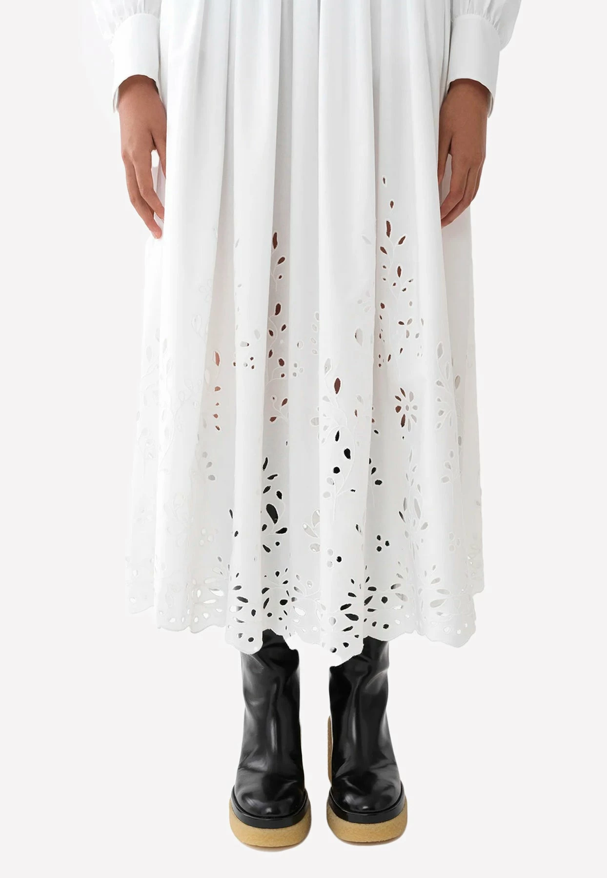 Chloé Broderie Anglaise High-Waist Midi Skirt White 2 Chloé Broderie Anglaise High-Waist Midi Skirt White - Image 2