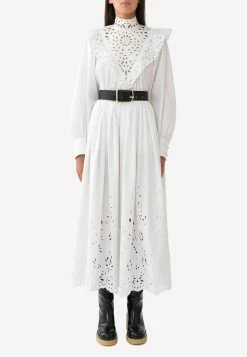 Chloé Broderie Anglaise High-Waist Midi Skirt White