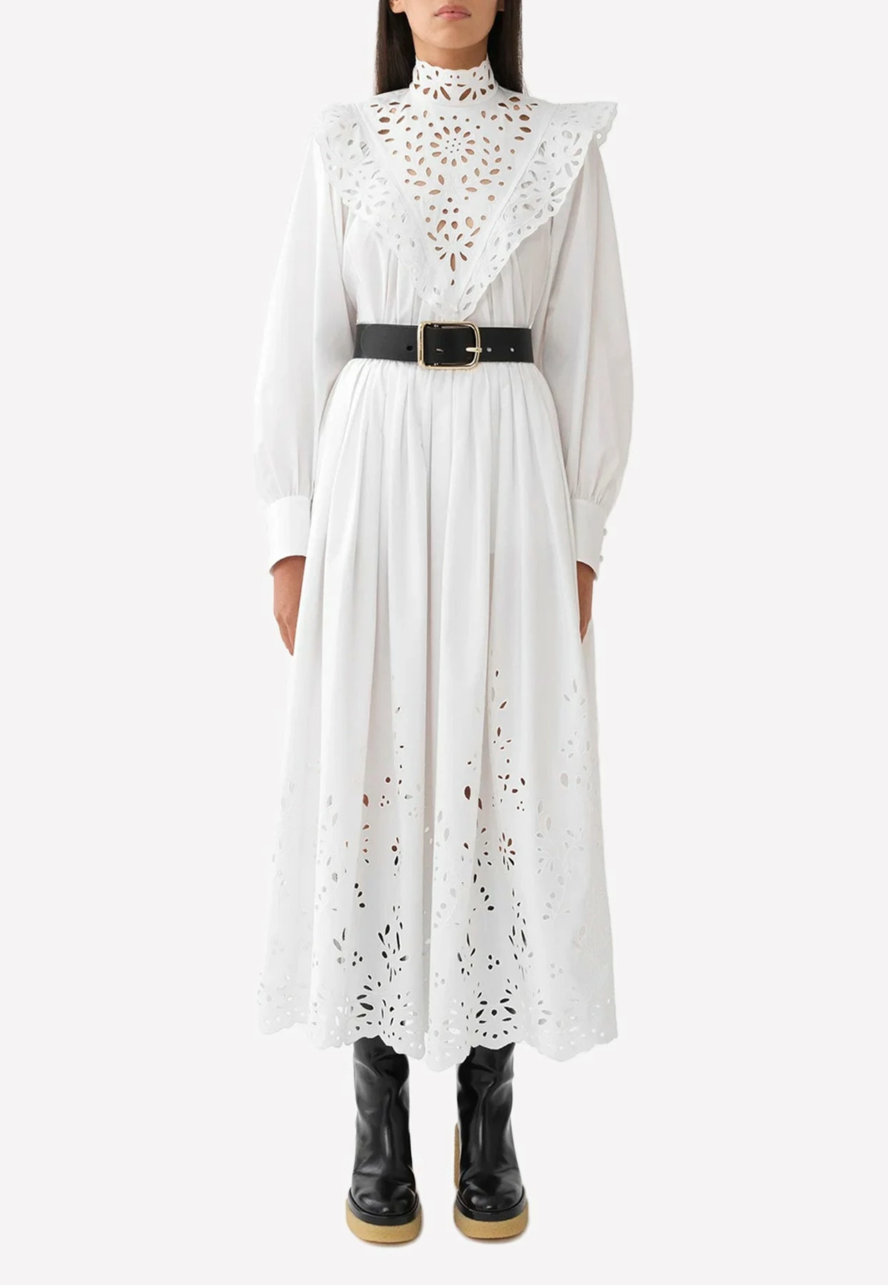 Chloé Broderie Anglaise High-Waist Midi Skirt White 1 Chloé Broderie Anglaise High-Waist Midi Skirt White