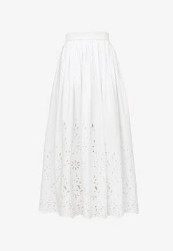Chloé Broderie Anglaise High-Waist Midi Skirt White 7 Chloé Broderie Anglaise High-Waist Midi Skirt White -Evening Dresses Popular Store CHC22SJU03481101 20White 203