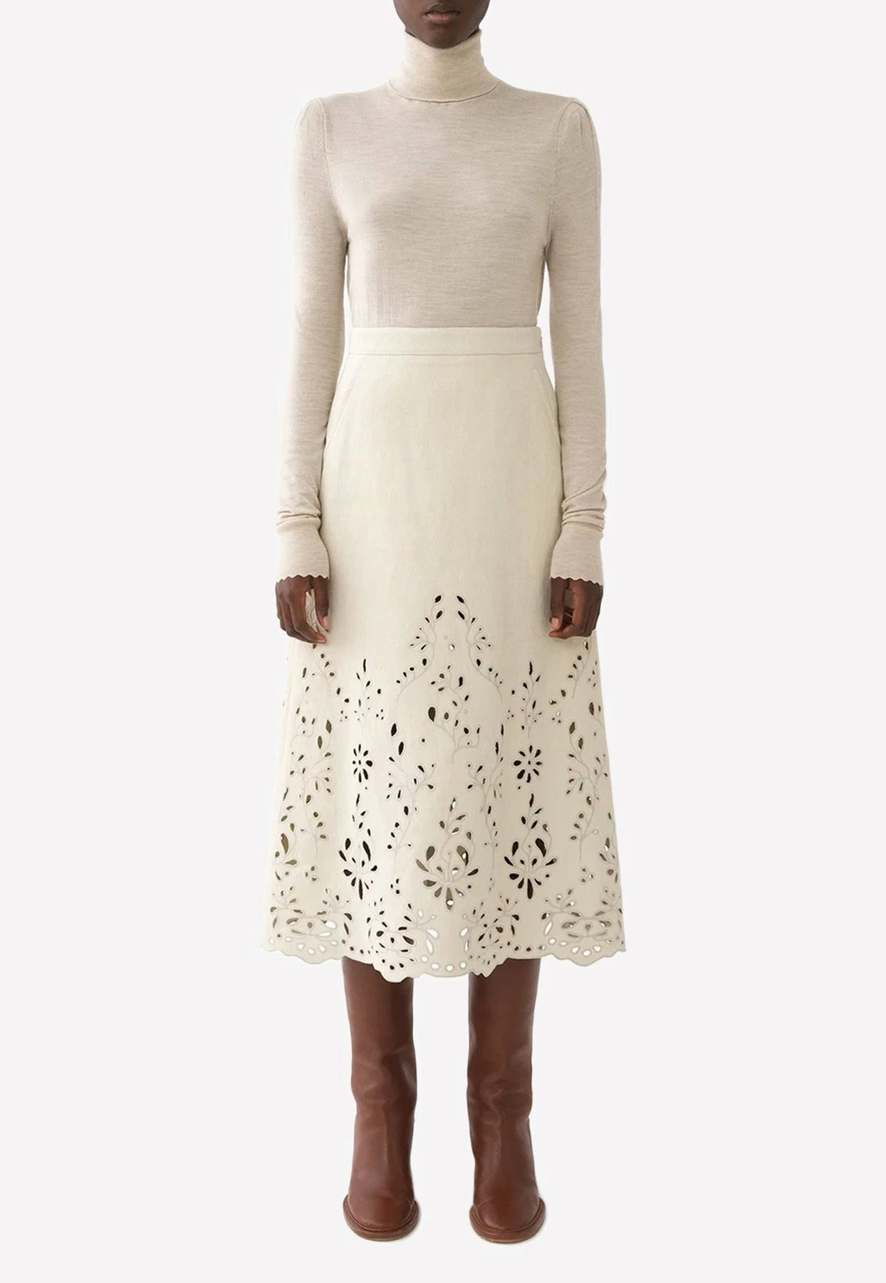 Chloé Broderie Anglaise A-line Skirt Ivory 1 Chloé Broderie Anglaise A-line Skirt Ivory