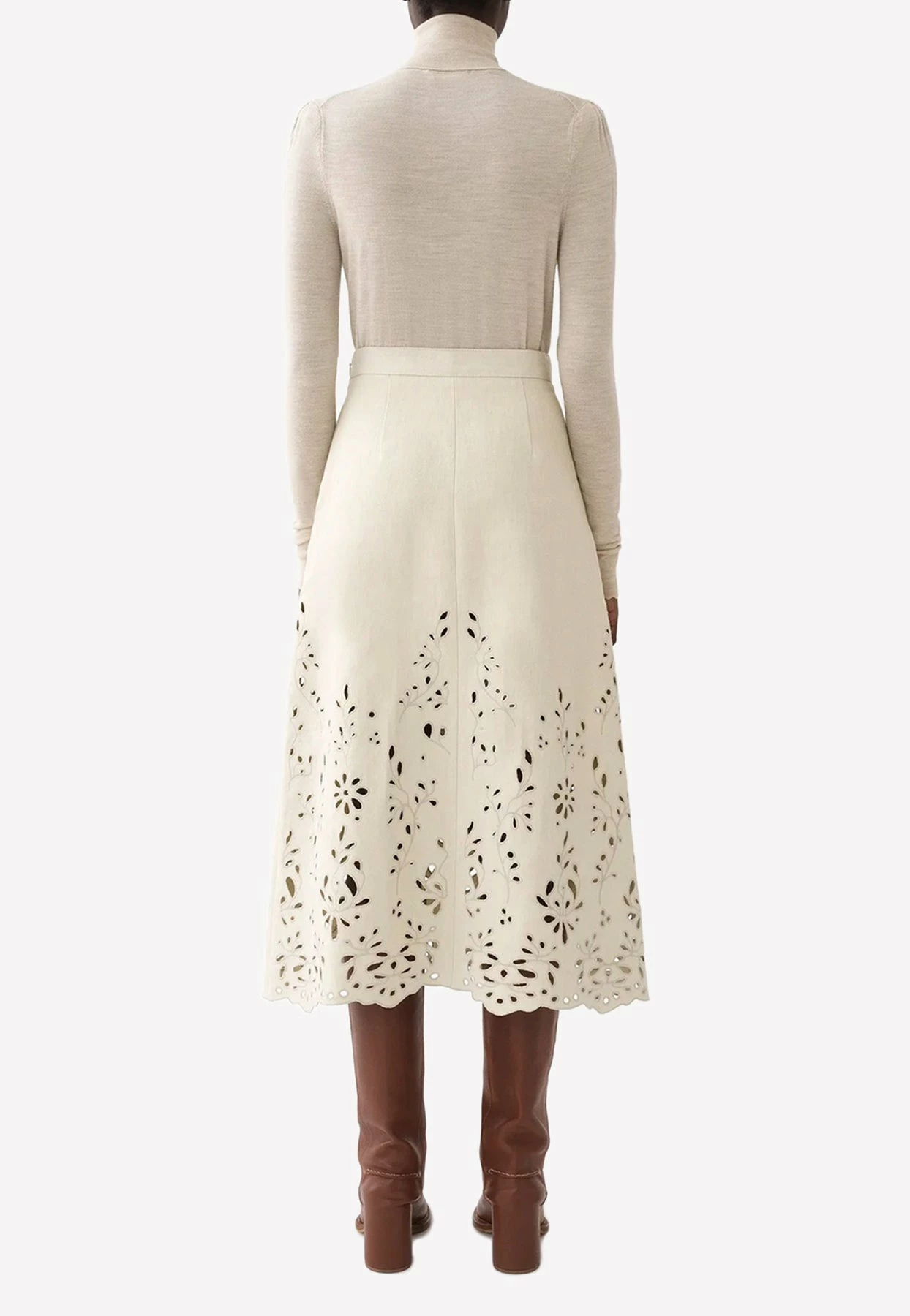 Chloé Broderie Anglaise A-line Skirt Ivory 2 Chloé Broderie Anglaise A-line Skirt Ivory - Image 2