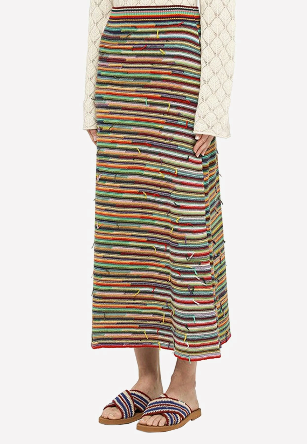 Chloé Striped Knitted Midi Skirt Multicolor 2 Chloé Striped Knitted Midi Skirt Multicolor - Image 2