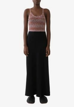 ChloƩ Crochet Knit Paneled Maxi Dress Black